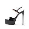 1488-3 Sandalias Sexy de Tacón Alto Cuadradas para Mujer Que No Cansan los Pies, Zapatos de Tacón de Plataforma Impermeables de Punta Abierta Stiletto para Mujer