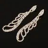 Pendientes de Borla de Diamante Elegantes Nuevos Europeos y Americanos Pendientes Geométricos Distintivos Largos para Mujer E399