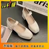 Zapatos de Cuero Cuadrados Estilo Francés, Zapatos Mary Jane de Tacón Grueso de Nicho para Mujer, Nuevos Zapatos de Salón Elegantes de Tacón Alto Vintage Primavera 2025