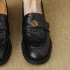 Mocasines Súper Suaves de Camelia Negra 2026 Otoño Nueva Moda Nicho Estilo Británico Slip-On Zapatos de Suela Gruesa para Mujer