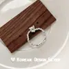 Anel de Cachorro Irregular de Prata Esterlina S925 Anel Simples Feito à Mão para Mulheres Doce Elegante Nicho