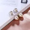Brincos de palhaço simples e da moda, clip de orelha feminino elegante, brincos longos de diamante com pérola dupla, fornecimento de fabricantes de brincos, atacado
