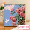 Pintura a Óleo Digital Personalizada por Números DIY Formato Quadrado para Iniciantes, Paisagem Rosa Pintada à Mão Tinta a Óleo Acrílica