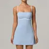 Falda de yoga estilo alo de secado rápido para mujer, con bloques de color y almohadilla en el pecho, vestido anti-exposición, falda de tenis para entrenamiento deportivo