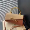 Bolso Candado Transfronterizo para Mujer, Bolso Cuadrado Pequeño, Bolso de Hombro Cruzado de Moda Nicho, Bolso Cruzado de Verano con Textura