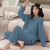 Inverno quente flanela desgaste da casa novo pijama de lã espessa das mulheres coral terno de lã fábrica atacado