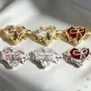 Color Oro 18K Conservación del Color Broche de Doble Fila Corazón de Zircón Conector para Collar y Pulsera Accesorios de Joyería DIY de Alta Gama Venta al por Mayor