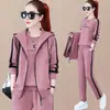 Traje deportivo de tres piezas para mujer talla grande, moda de primavera y otoño 2023, estilo occidental, suéter chaleco casual suelto con temperamento