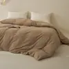 Combina artículos individuales de grado A, 100% algodón, tejido, algodón cepillado, juego de ropa de cama de cuatro piezas de color liso, que incluye una sábana bajera sencilla, una funda de edredón y fundas de almohada