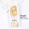 Pacote com 50 Velas Douradas com Números para Decoração de Bolo de Aniversário, Enfeites para Mesa de Sobremesa de Festa de Primeiro Aniversário Infantil
