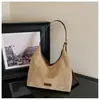 Bolso de hombro de tela cepillada de comercio exterior, moderno y popular, para mujer, nuevo bolso tote de gran capacidad para el día a día, bolso cruzado versátil