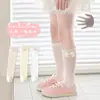 Meias para Meninas de Primavera e Verão em Cores Doces, Meias Finas Doces com Laço Anti-Mosquito, Meias Caneladas Infantis Sem Costura