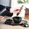 Juego de té para seis caballeros con esmaltado en horno, accesorios para juego de té de kung fu, tetera de cerámica, pinza para té de ébano, adornos artísticos para el té