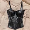 Corsé de Espina de Pescado con Correa Nueva de Cuero Estilo Francés, Top sin Mangas Sexy Adelgazante con Almohadillas de Sujetador Integradas, Bustier Elegante para Mujer
