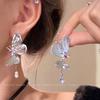 Aretes de Mariposa Morada Dream con Zirconia, Sensación Fresca, Mariposa Hueca, Nuevo Estilo Caliente para Mujer, Aretes de Alta Gama