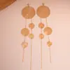 Brincos de Franja Redondos Estilo Metal Europeu e Americano Transfronteiriços, Brincos de Luxo Leve de Alta Qualidade para Mulheres, Design Único