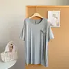 Camisón de verano en tejido modal, de longitud media, estilo camiseta holgada, fino y suelto, de manga corta, talla grande, para mujeres de talla grande, ropa de casa, ropa de dormir estilo casual