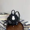 Mochila de Coelho Desenho Animado para Mulheres, Novo Estilo com Design de Cordão Plissado, Mochila Escolar para Estudantes, Mochila Infantil Fofa de Bolinhas