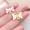Accesorios para Joyería de Aleación con Goteo de Aceite DIY Pulsera con Colgante de Mariposa Rosa Corazón Cinta Llavero Encanto Concienciación sobre el Cáncer de Mama