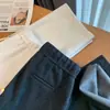 Pantalones casuales de pierna recta, ajuste slim, versátiles, con cintura elástica y cordón, cálidos, amigables con la piel, mezcla de seda y cachemira Hall of Fame para mujer