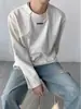 Camiseta longa de manga comprida com ombreira larga estilo coreano suéter deconstrução camisa de base para primavera moda nicho masculina e feminina ins