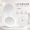 Espelho de Maquiagem Dobrável LED com Ampliação 2x Espelho Portátil de Mão Carregamento Tipo-C Luz de Preenchimento Três Cores Espelho de Beleza HD