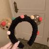 Faixa de Cabelo de Pelúcia para Lavar o Rosto e Maquiagem, Orelhas de Gato e Urso Fofas de Desenho Animado, Acessórios de Cabelo Femininos de Desenho Animado com Estampa de Leopardo, Novos Acessórios de Cabeça