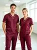 Algodão-Poliéster Lavável Resistente ao Cloro Unissex Roupa Cirúrgica de Manga Curta Separada para Equipe Médica Beleza Médica Roupa de Trabalho Odontológica