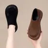 2025 Novos Sapatos Birkenstock de Outono Sapatos Plataforma de Solado Grosso Retrô Mocassins Aumentadores Antiderrapantes Bico Redondo Sapatos Versáteis