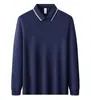 Camisa polo clásica de manga larga a rayas, de ajuste ceñido y alta elasticidad para hombre, adecuada para ropa de trabajo, se puede imprimir o bordar