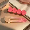 Pinza para el pelo con forma de corazón rosa para mujer, Nuevo clip lateral de moda de verano para flequillo y accesorios para el cabello