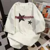 Camiseta Informal Suelta de Cuello Redondo para Verano 2025 con Estampado de Letras Graffiti Estilo Preppy Nicho Manga Corta Retro para Mujer