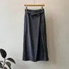 Falda elegante de estilo francés para mujer Beishan Tongshu, falda larga de otoño de cintura alta con placket diagonal irregular 80910
