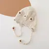 Gorro de Invierno para Bebé Tejido Lindo Estilo Coreano Dulce Floral con Orejeras Gorro Cálido Engrosado para Bebés y Niños Pequeños
