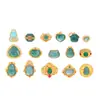 Jade Azul Natural de Agua Pixiu que Atrae la Fortuna Calabaza en Forma de Corazón Cuentas de Transferencia con Agujero Fuerte Retención de Color Accesorios Dorados para DIY