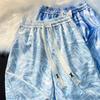 Shorts Florales de Seda de Hielo para Hombre Verano Delgados Sueltos Vacaciones de Playa Americano High Street Pantalones Cinco Puntos Modernos Frescos