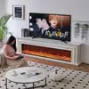 1.5/1.8/2.2/ 2.4m Lareira Francesa e Gabinete de TV Integrados Sala de Estar Residência Americana Decoração com Chama Simulada