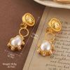 Pendientes Vintage Antiguos de Época Serie de Pintura al Óleo Van Gogh Flor de Aceite Goteante Borla de Perla Pendientes Joker Venta al por Mayor