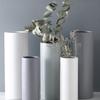 Vaso Cilíndrico de Cerámica Mate Creativo Escandinavo Blanco Decoración Simple para el Hogar Adornos para la Sala de Estar Flores Secas Frescas y Velas
