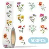 500 Folhas/Rolo Adesivos em Rolo Margarida Flor Selvagem Artístico Decorativo Floral Criativo Autoadesivo Impermeável Disponível para Atacado