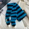 Bufanda Larga Fina Rayada Dopamina para Mujer Invierno 2025 Nuevo Estilo Coreano Calentador de Cuello Bufanda