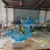 Escultura Personalizada de Resina Transparente Ola Azul, Instalación Artística de Ola de Agua Imitación Cristal, Decoración de Suelo con Elemento de Agua