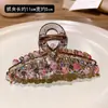 Grampo de Cabelo de Cristal Rosa Degradê de Alta Qualidade para Mulheres, Presilha de Cabelo Luxuosa Tendência com Strass para Cabelos Finos, Novo Acessório de Presilha de Tubarão