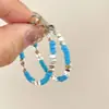 Brincos de Argola Prateados com Contas Coloridas para Mulheres, Brincos Únicos de Nicho de Alta Qualidade, Brincos Versáteis para Rostos Quadrados e Redondos