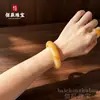 Pulseira de Jade Amarelo Dragão Natural Fio de Ouro Tira Plana de Jade Pulseira de Jade Quartizito Amarelo Cor Jade Joias Versáteis de Jade