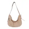 Bolso Tote de Lona Nuevo para Mujer Estilo Coreano Gran Capacidad Bolsa Dumpling Bolso Cruzado Retro Color Sólido Bolso de Hombro Único