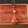 Llavero de Calabaza Roja de Latón para la Fortuna con Cuerda Trenzada y Monedas de los Cinco Emperadores, Colgante Original de Calabaza de Cobre para Llave de Coche