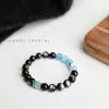 Pulsera de Obsidiana y Aguamarina para Mujer, Pulsera de Hidratación para Hombre, Cuentas de Cristal para Deficiencia de Agua, Cuentas de la Suerte para Parejas para el Año del Caballo