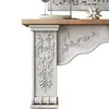 Gabinete Decorativo de Chimenea de Madera Maciza Estilo Europeo con Arco Vintage en Relieve Decoración de Chimenea Falsa Francesa para Sala de Estar Soporte Pequeño para Chimenea