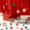 Nuevo juego de 72 esferas de Navidad, estrella para la punta del árbol con purpurina electroplateada, colgante de decoración navideña, venta al por mayor de esferas de Navidad